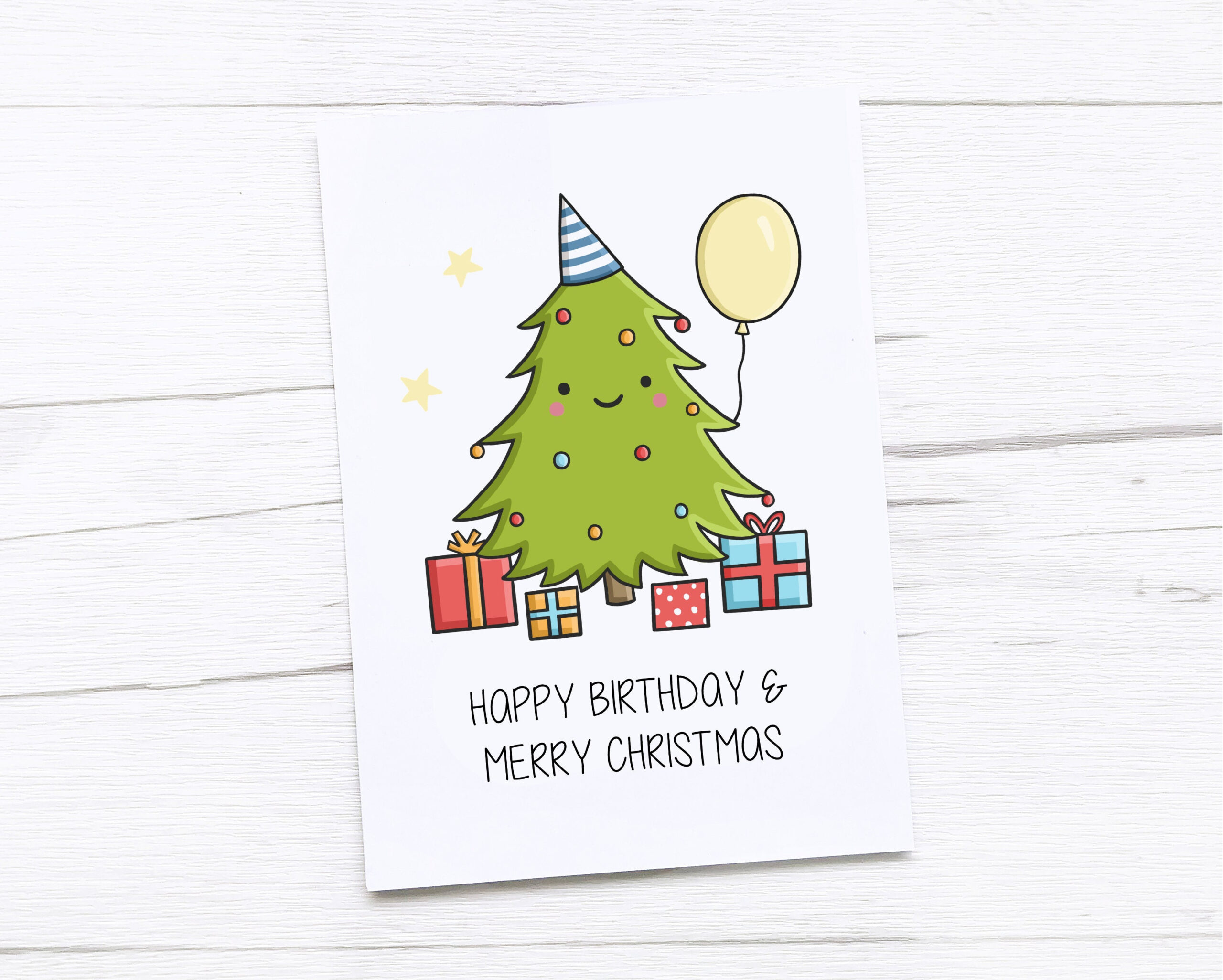 Christmas Birthday Card Merry Christmas Happy Birthday Tree - Etsy inside Birthday Cards For Christmas