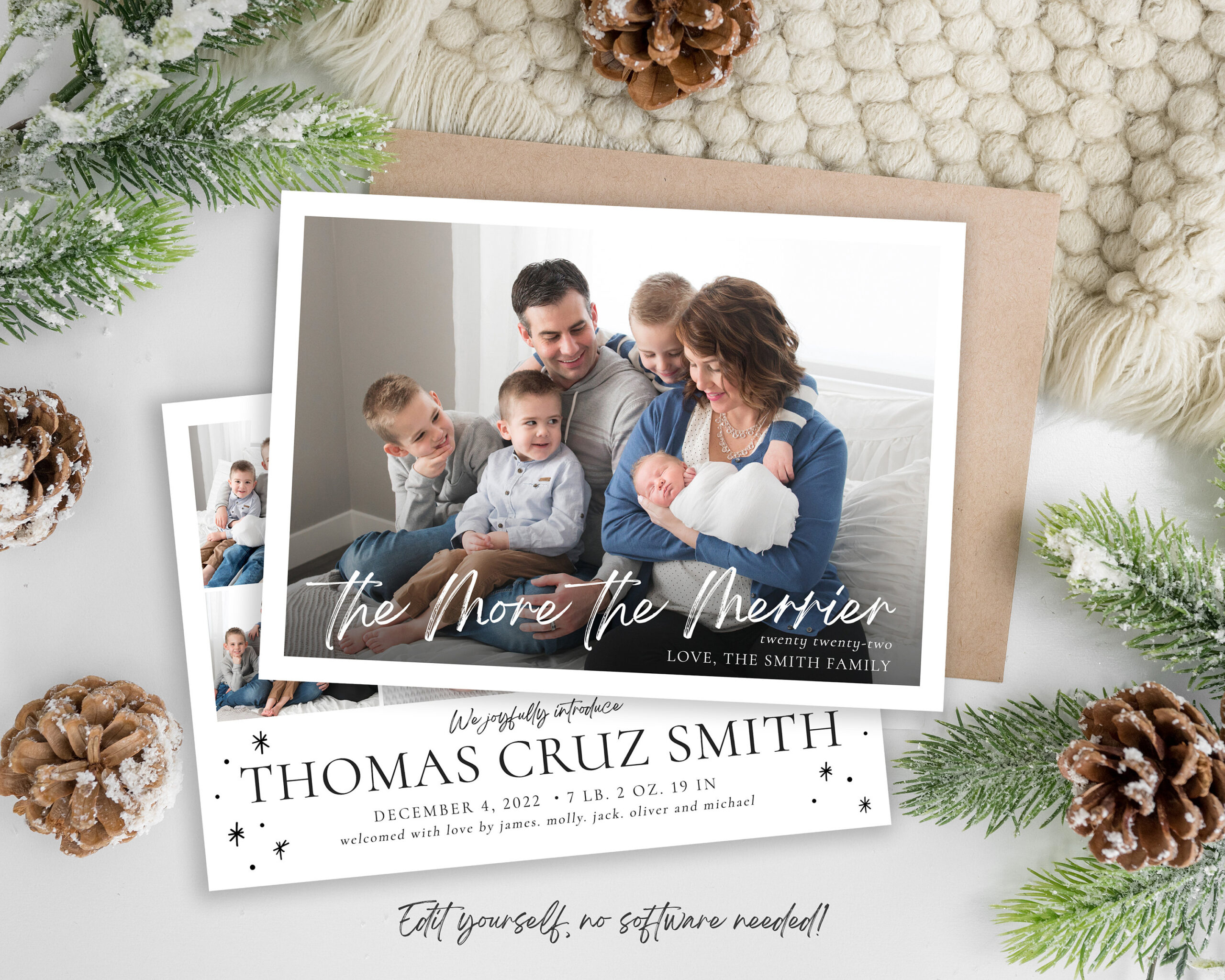 Christmas Card Birth Announcement The More The Merrier Christmas for The More the Merrier Christmas Cards