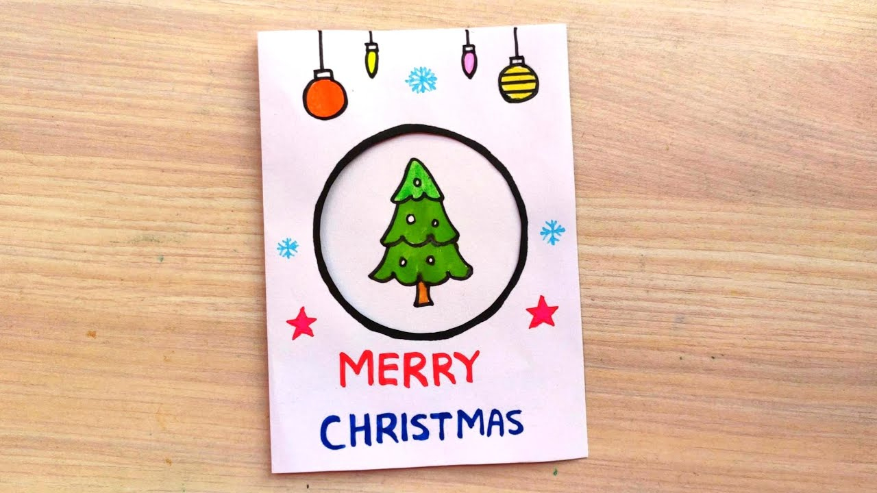 Christmas Card Drawing Easy | How To Make Christmas Card Stepstep | Christmas Card Drawing Idea with Drawings For Christmas Cards