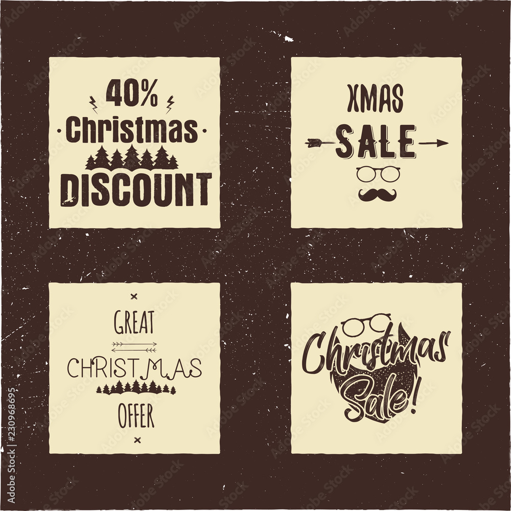 Christmas Sale And Discount Typography Cards With Trees And Santa for Discount Photo Cards Christmas