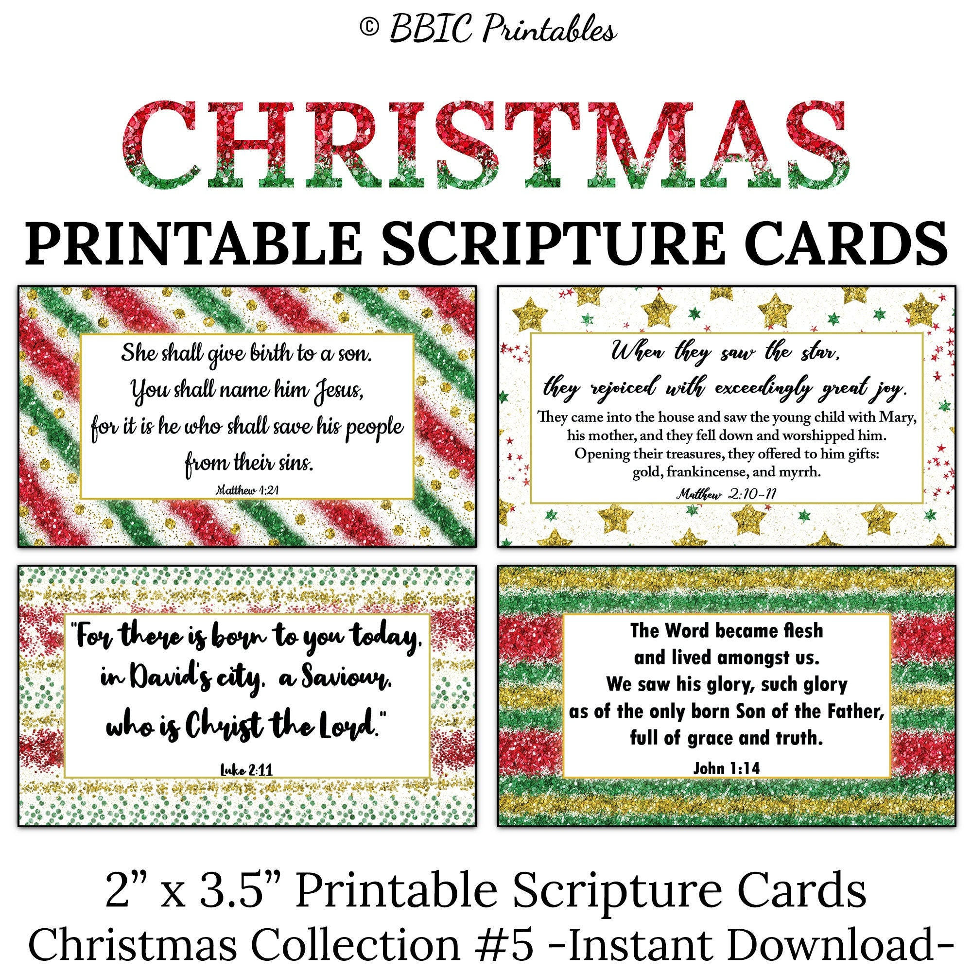 Christmas Scripture Cards C5 Instant Download, Merry Christmas within Scriptures For Christmas Cards