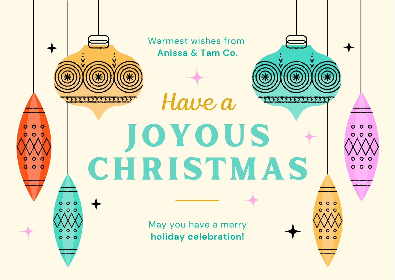 Cream Midcentury Illustrative Christmas Greetings Ecard with Free Christmas Cards Template