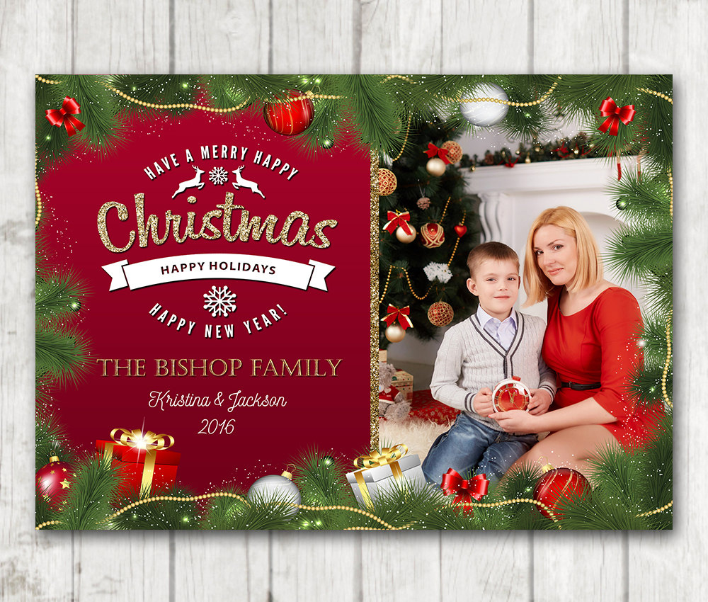 Custom Christmas Card, Christmas Card – Happy Barn with Custom Photo Christmas Cards