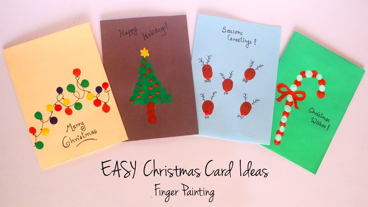 Diy Christmas Card Ideas Easy | Finger Painting | Handmade Greeting Cards | Kids Craft Ideas in Ideas For Christmas Cards Homemade