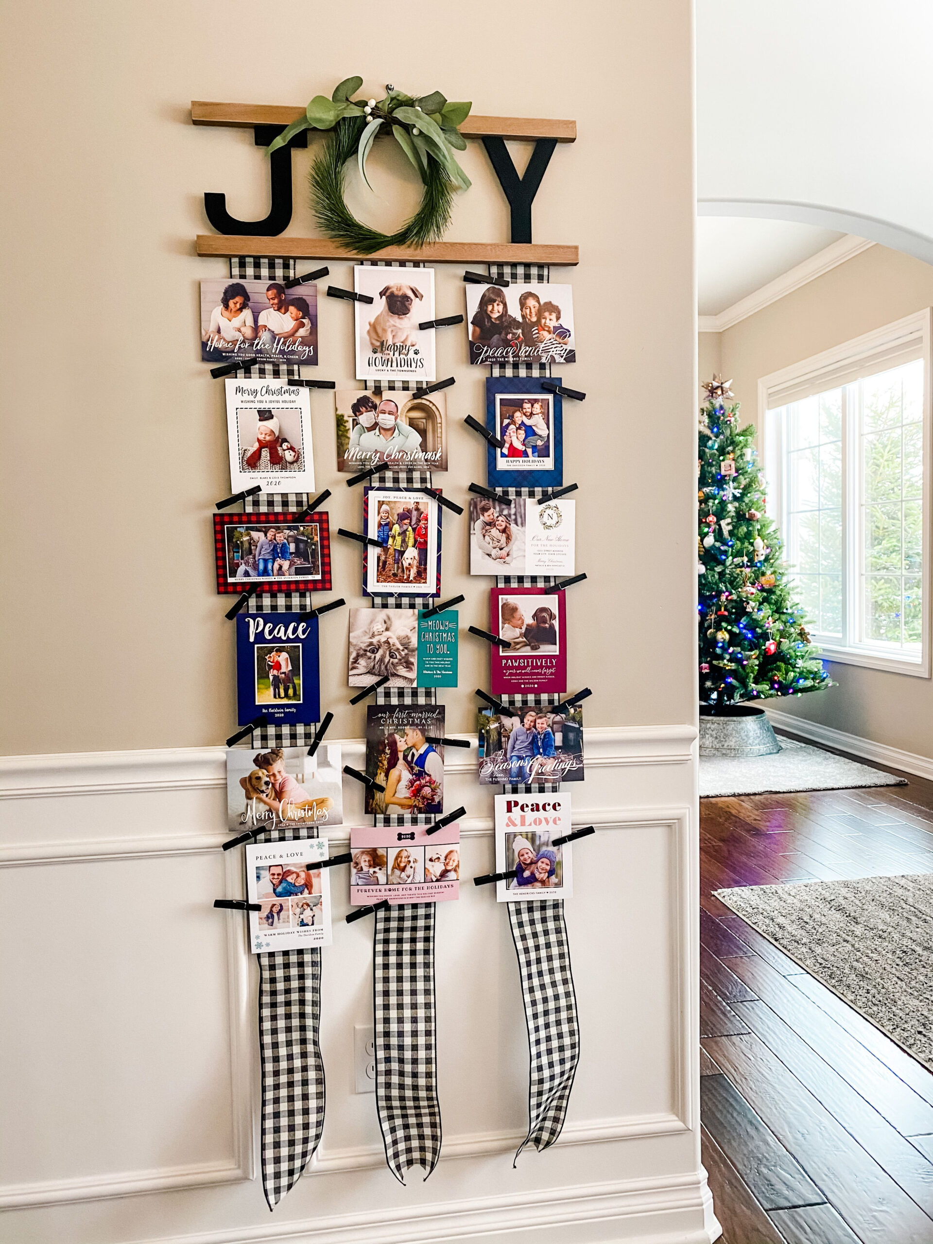 Easy Diy Christmas Card Holder Wall Hanging Display pertaining to Christmas Cards Holder Display