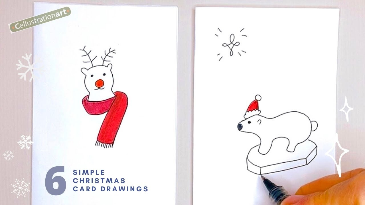 🎄 6 Simple Christmas Card Drawings With A4 White Paper | Diy Christmas Card Ideas | Holiday Cards with regard to Drawings For Christmas Cards