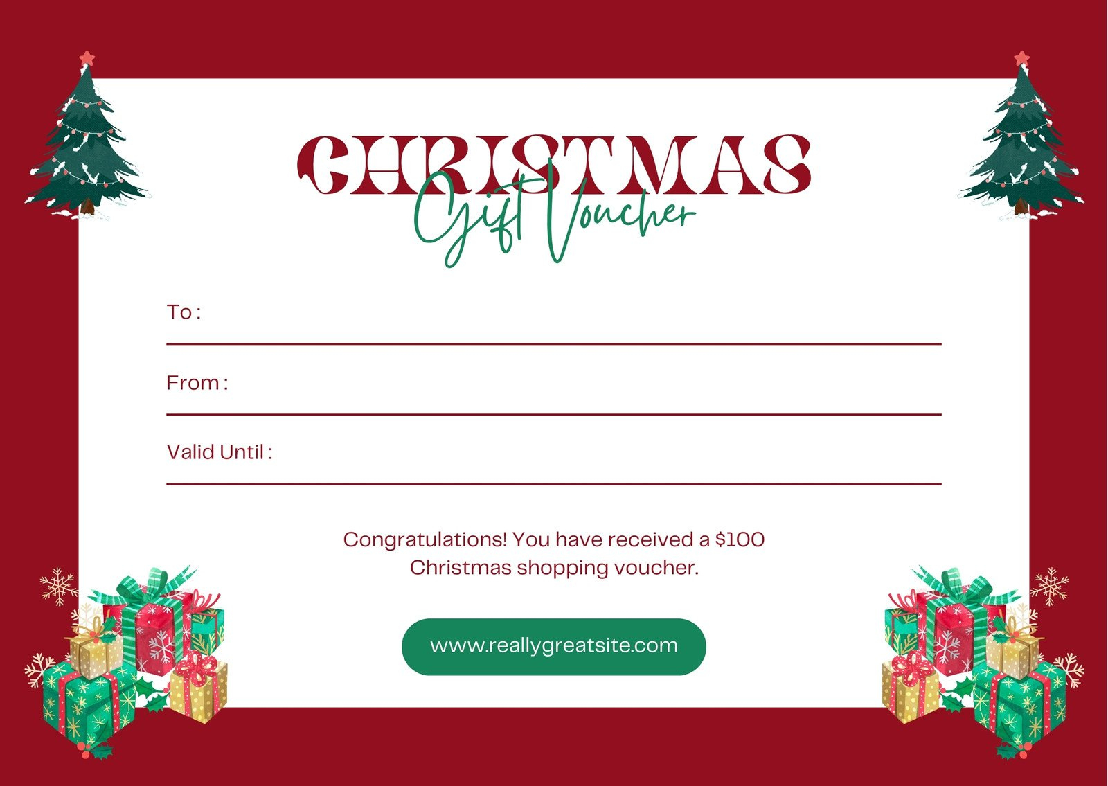 Free, Printable Custom Christmas Gift Certificate Templates | Canva with regard to Christmas Gift Cards Template