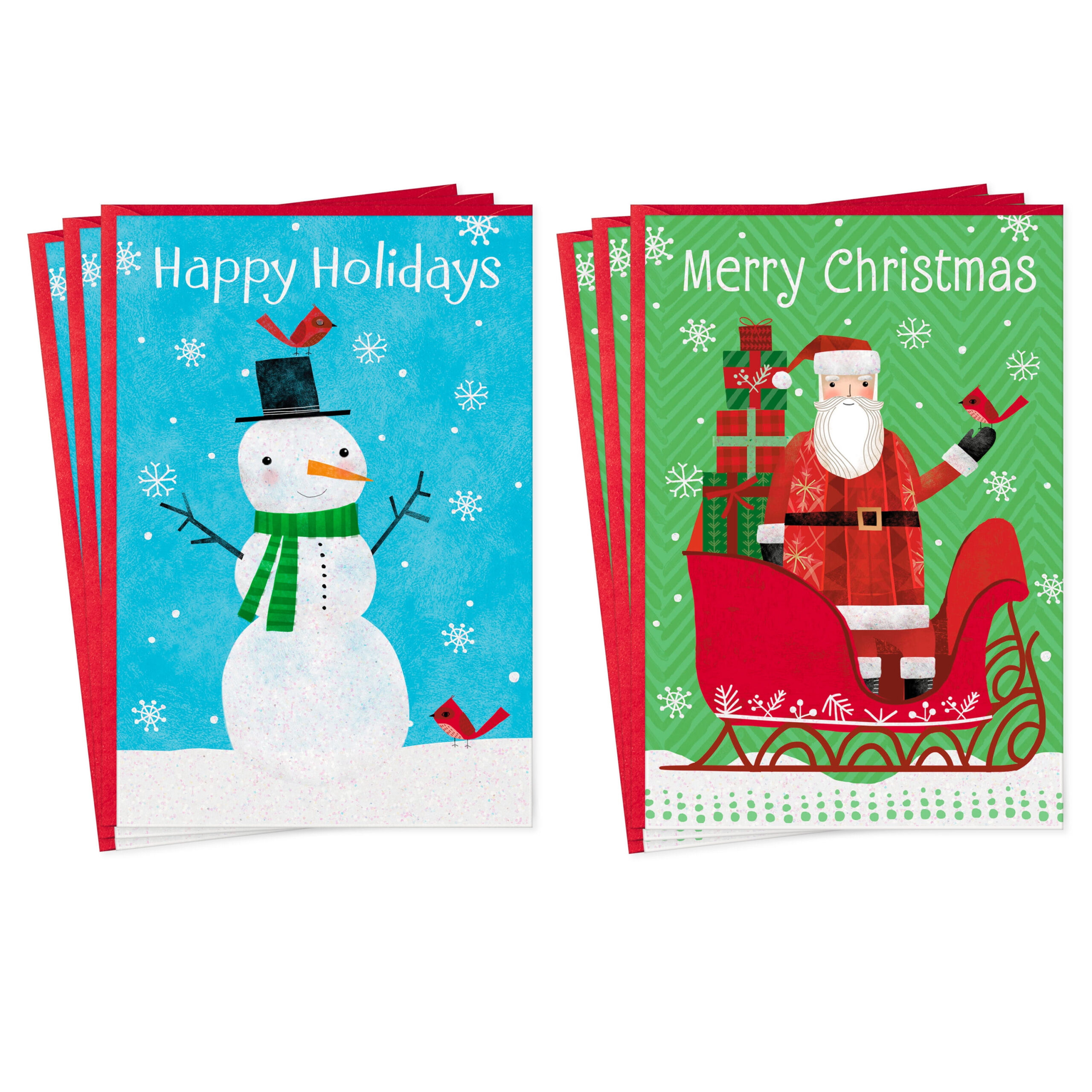 Hallmark Assorted Christmas Cards, Jolly Santa And Snowman (Pack for Photo Cards Christmas Walmart