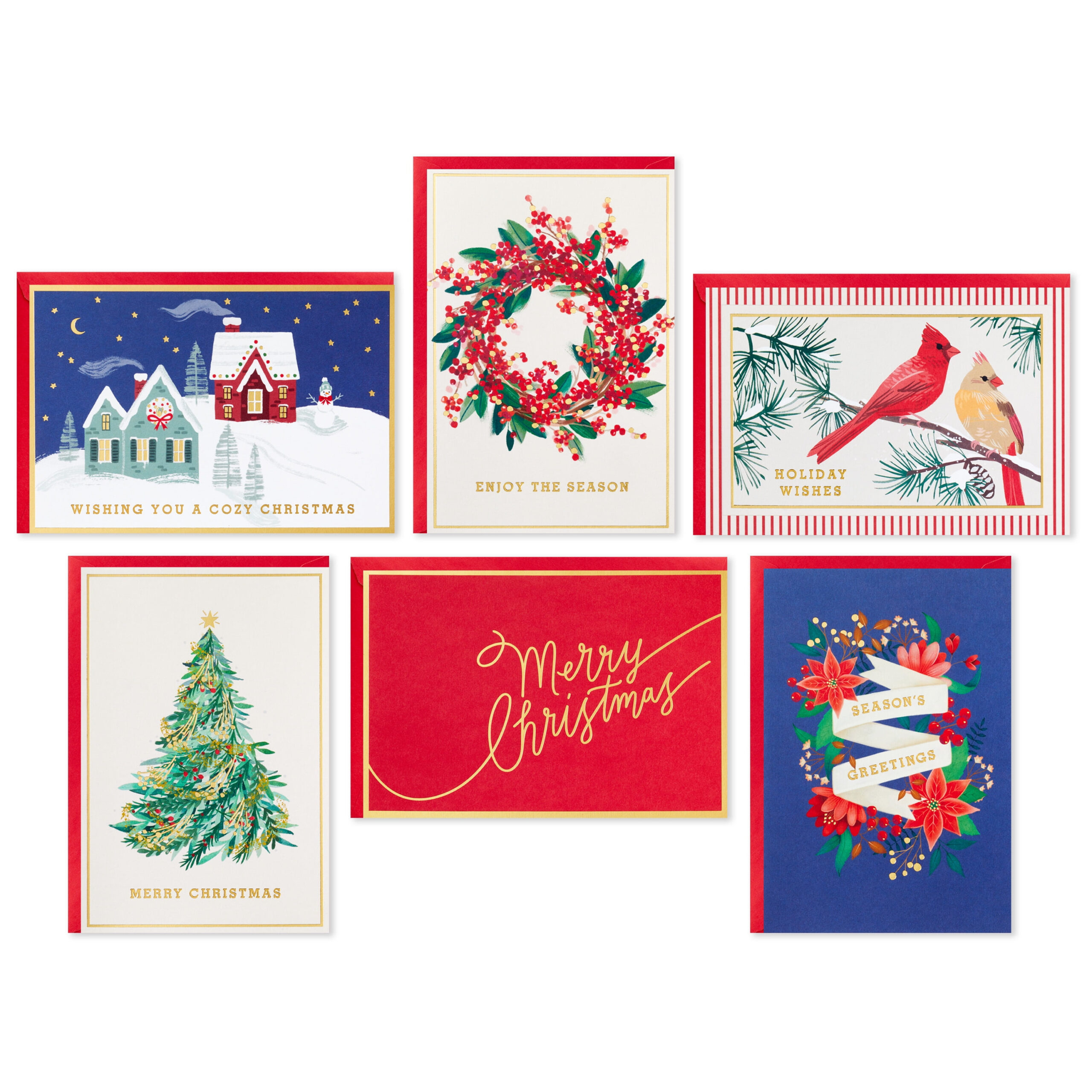 Hallmark Boxed Christmas Cards Assortment, Cozy Christmas (6 Designs, 36 Cards With Envelopes) in Walmart Christmas Cards Photo