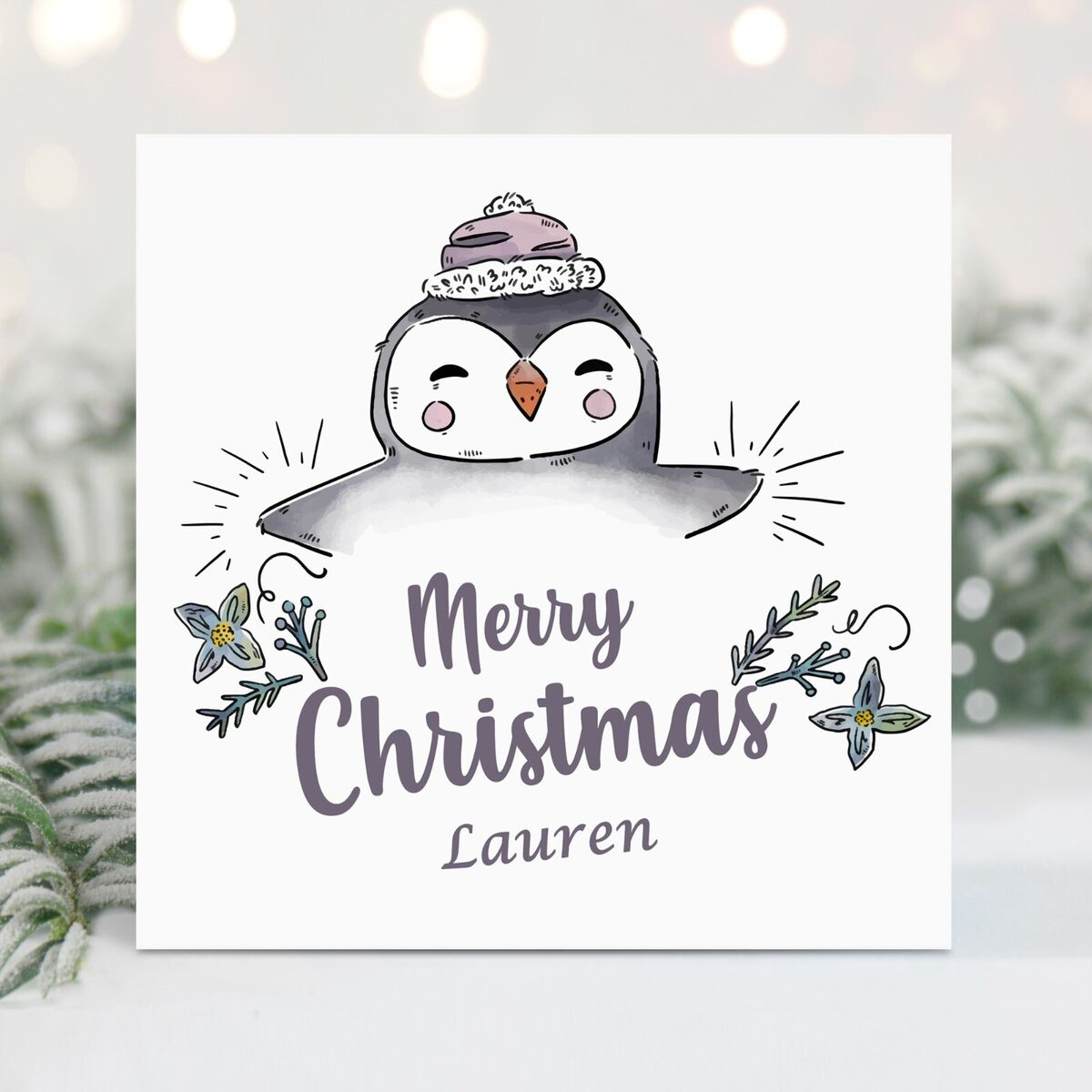 Handmade Personalised Cute Penguin Christmas Card Little Girl Boy Children Xmas in Cute Cards For Christmas