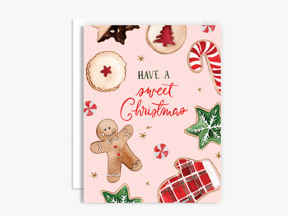 Have A Sweet Christmas Watercolor Cookie Holiday Greeting Card — The Scribblist within Christmas Holiday Greeting Cards