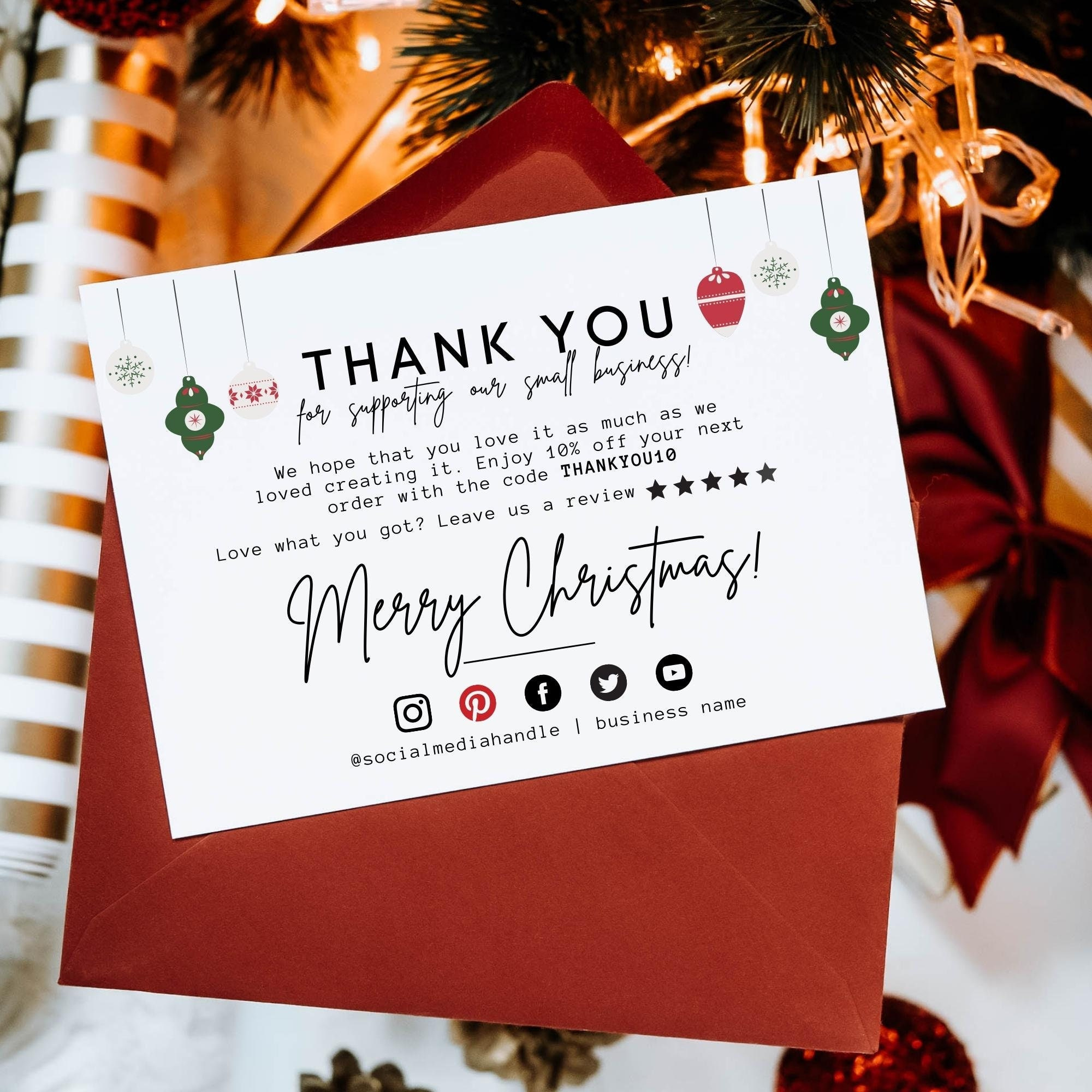 Holiday Business Thank You Card, Christmas Business Card Template regarding Christmas Cards For Business