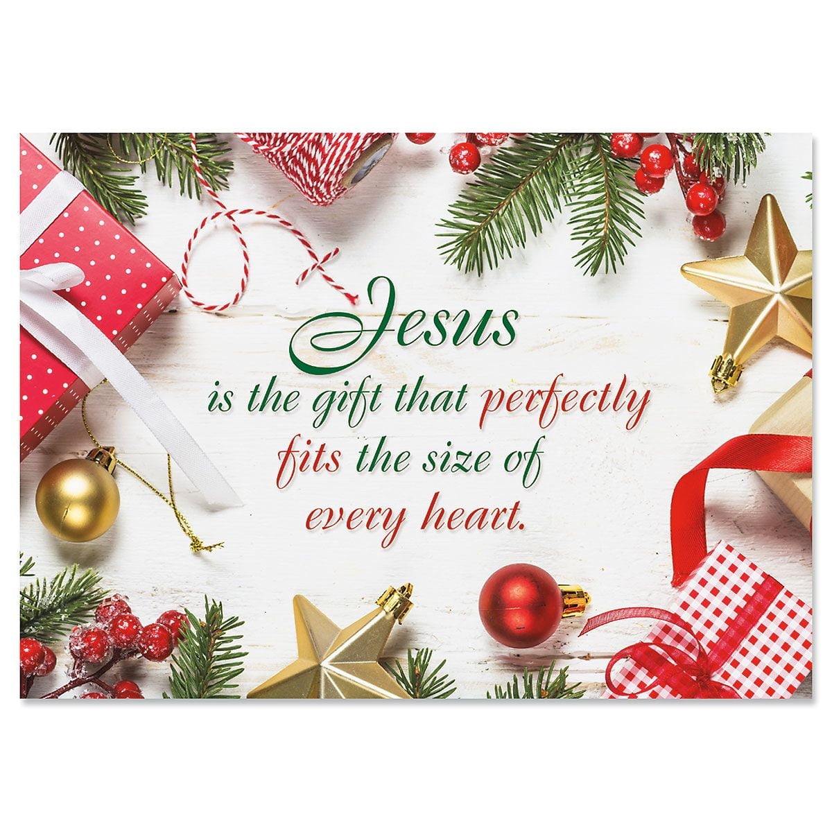 Jesus Is The Gift Religious Christmas Cards - Holiday Greeting Cards, Set Of 18, Large 5&amp;quot; X 7&amp;quot;, Sentiments Inside, Envelopes Included with Christmas Cards Greetings Religious