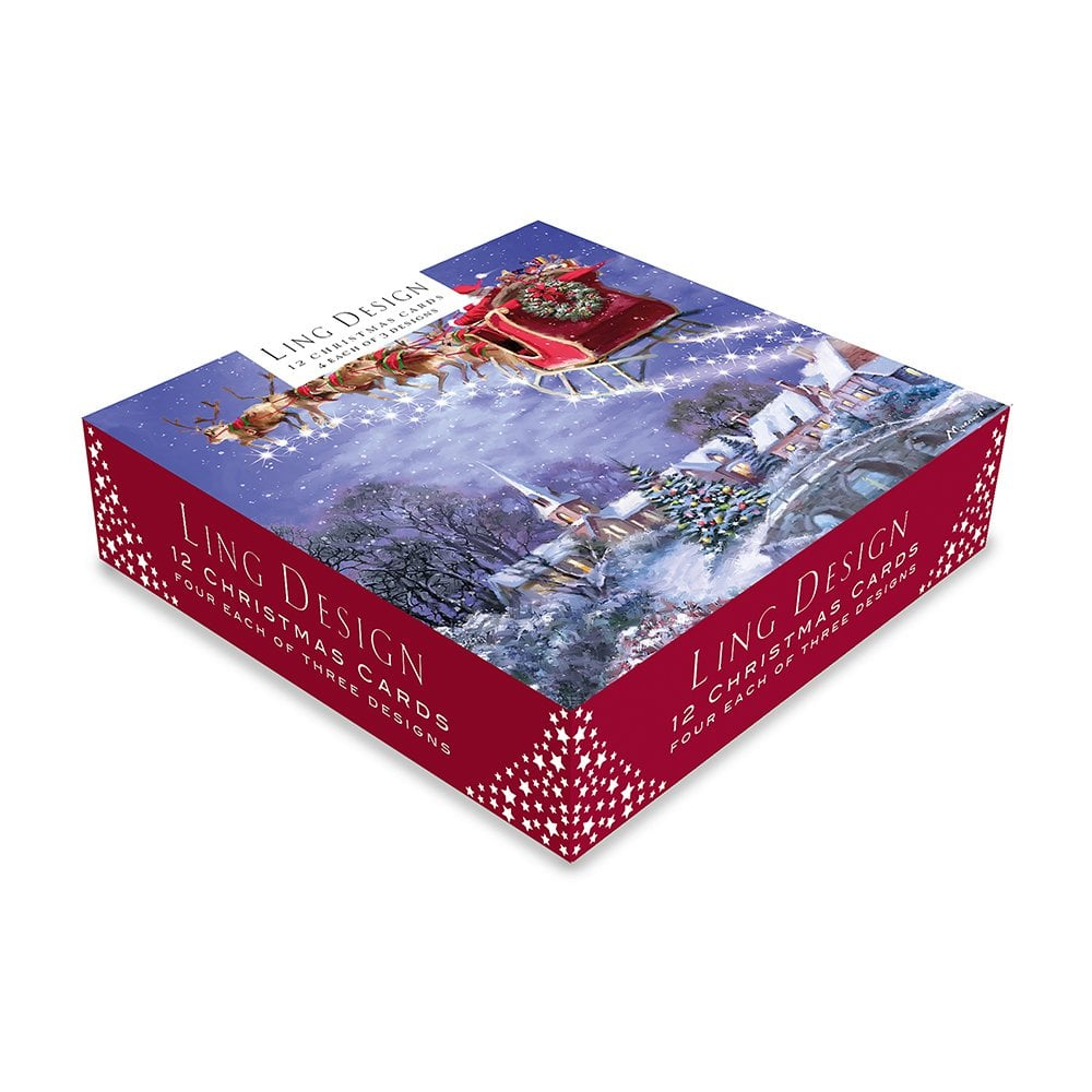 Ling Design The Jolly Santa&amp;#039;S Box Of 12 Christmas Cards inside Boxes Of Christmas Cards