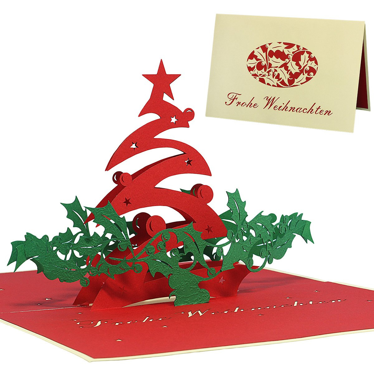 Linpopup® 3D Christmas Card Christmas Tree With Mistletoe throughout Christmas Tree Christmas Cards