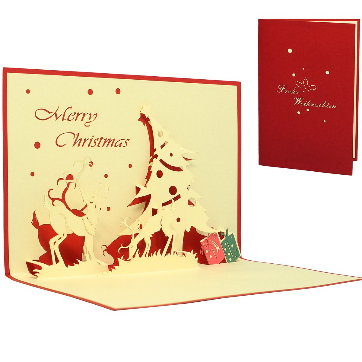 Linpopup® 3D Christmas Card Reindeers inside Cards Christmas Pop Up