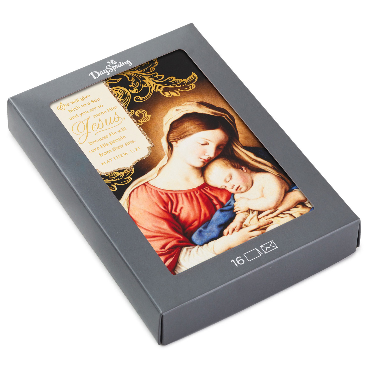 Mary And Child Religious Boxed Christmas Cards, Pack Of 16 - Boxed inside Boxed Religious Christmas Cards