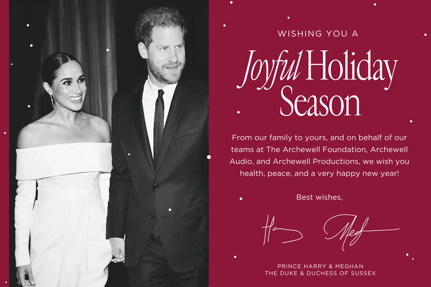 Meghan Markle And Prince Harry Share Holiday Card pertaining to Prince Harry Christmas Cards