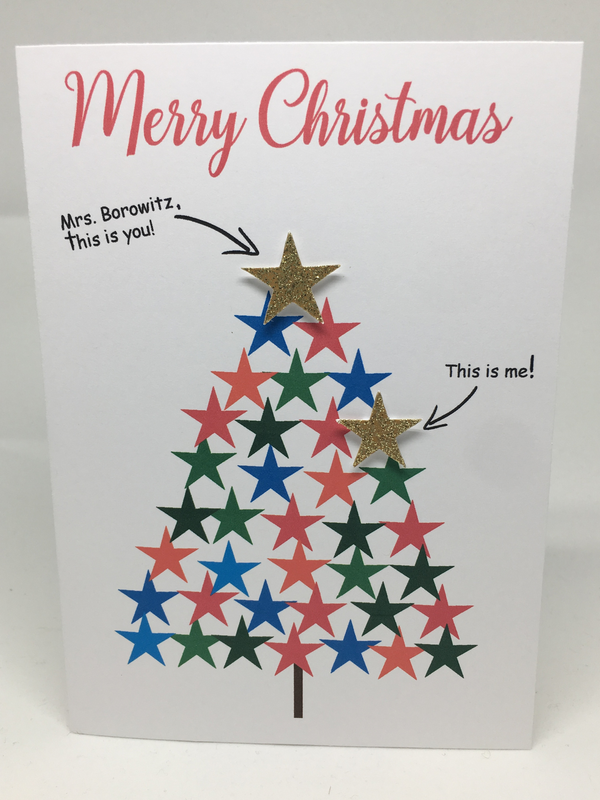 Merry Christmas Star Teacher Card in Cards For Teacher Christmas