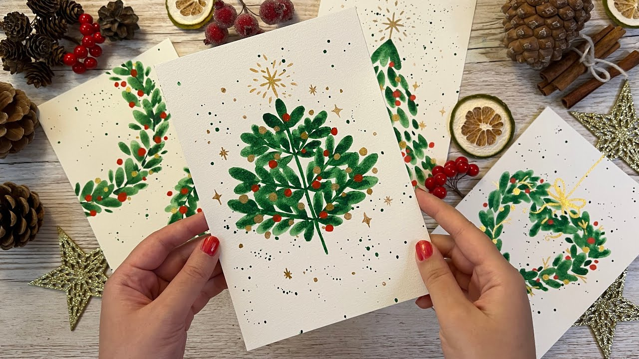 Painting Christmas Cards, Watercolor Tutorial inside Water Color Christmas Cards