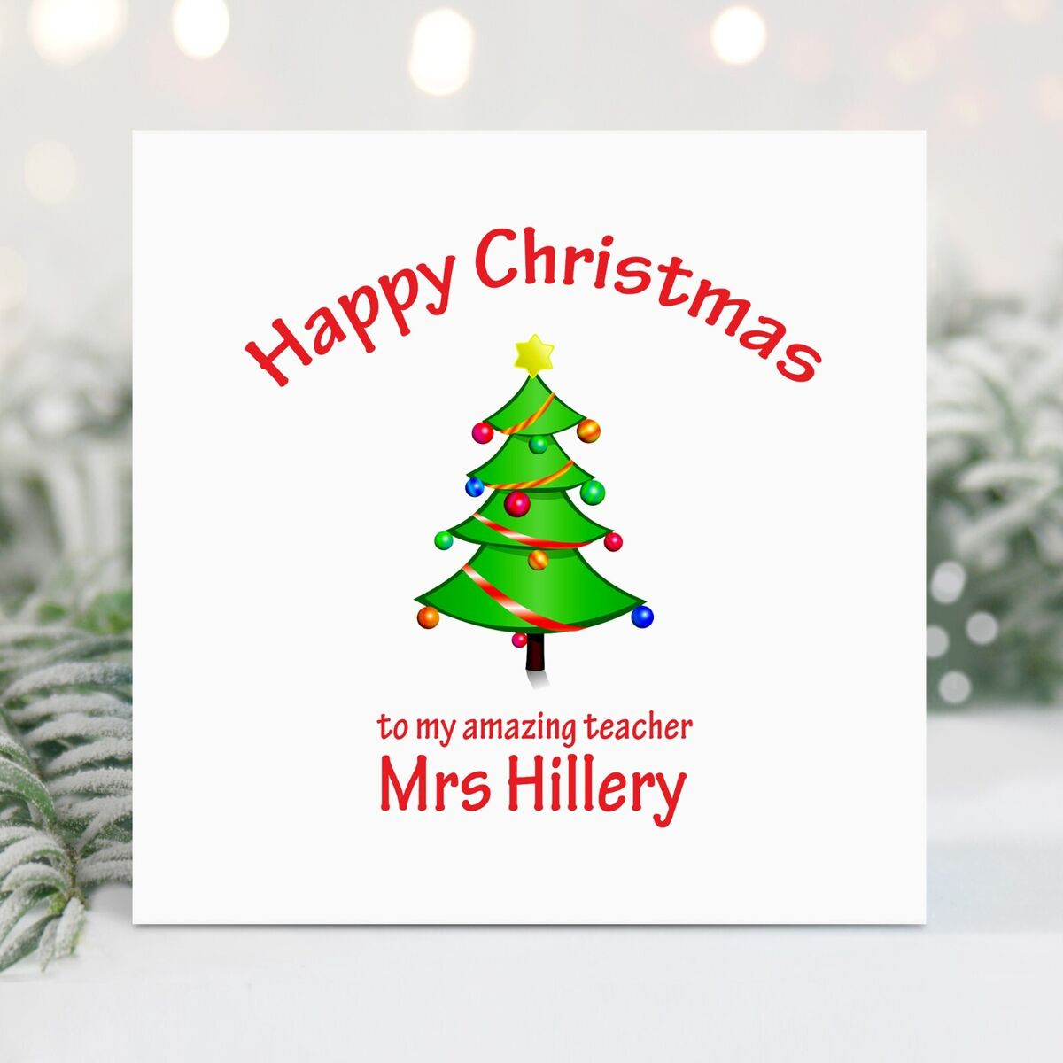 Personalised Handmade Thank You Teacher Christmas Card Childminder for Cards For Teacher Christmas