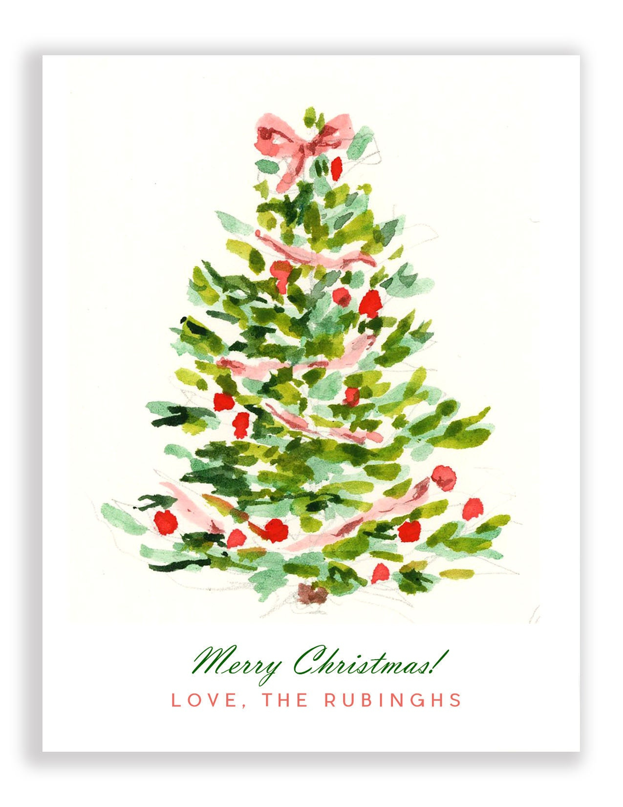 Personalized Christmas Holiday Cards: Red Blush And Green Tree {Our First Christmas Cards, Family Christmas Cards} intended for Christmas Cards Christmas Cards