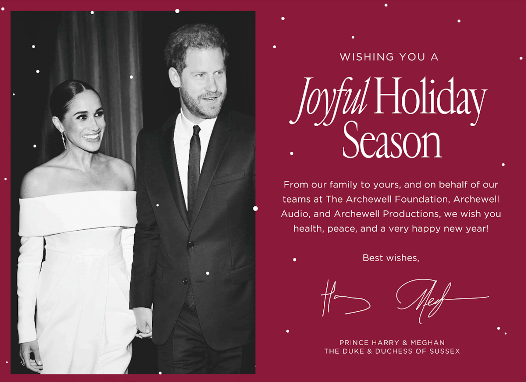 Prince Harry &amp;amp; Meghan Markle 2022 Christmas Card Photo intended for Meghan and Harry Christmas Cards