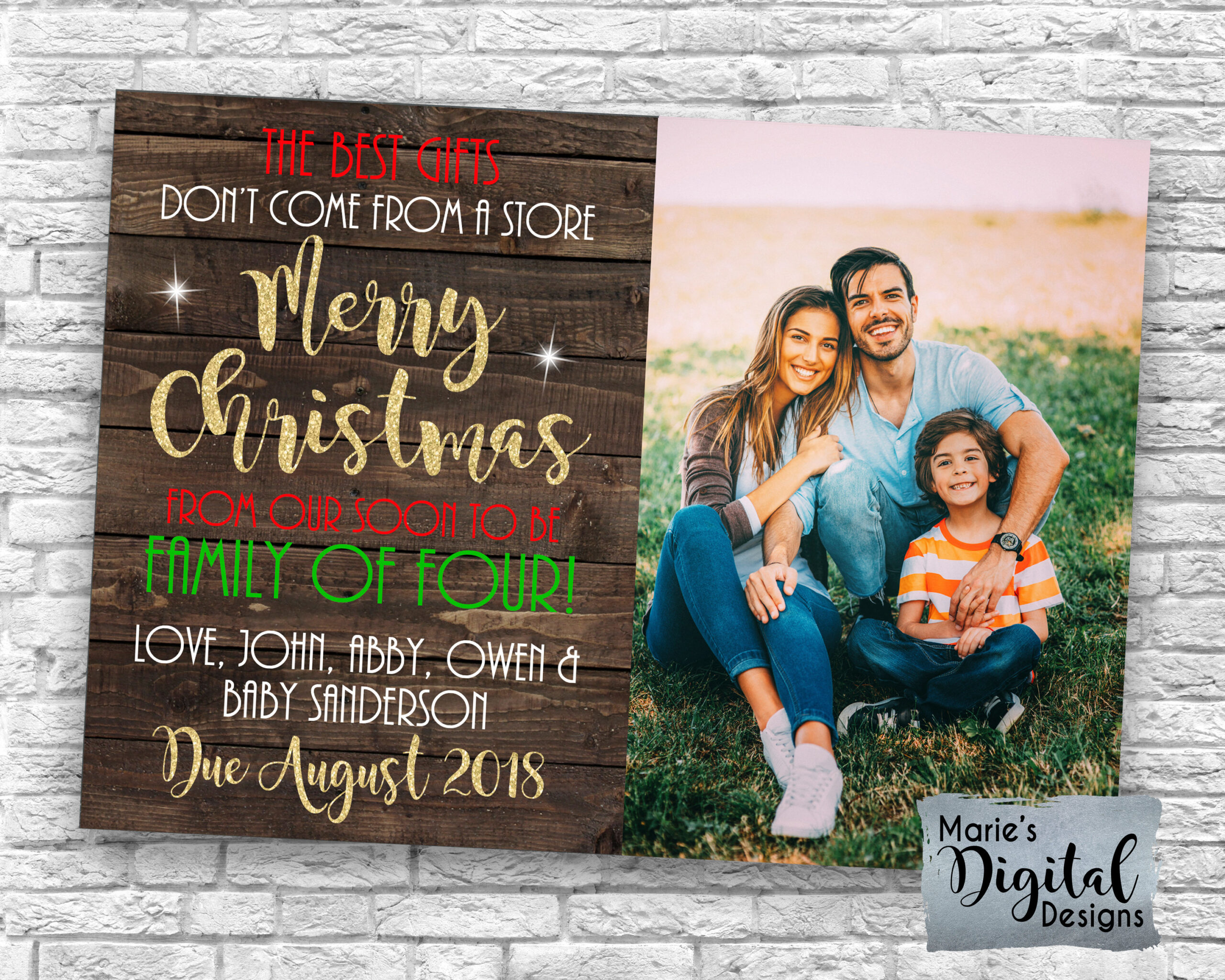 Printable Christmas Pregnancy Announcement Photo Card / Best Gift regarding Christmas Cards Pregnancy Announcement