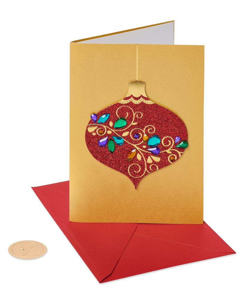 Red Glitter Holiday Ornament Christmas Cards Boxed, 8-Count - Papyrus regarding Papyrus Christmas Cards Boxed