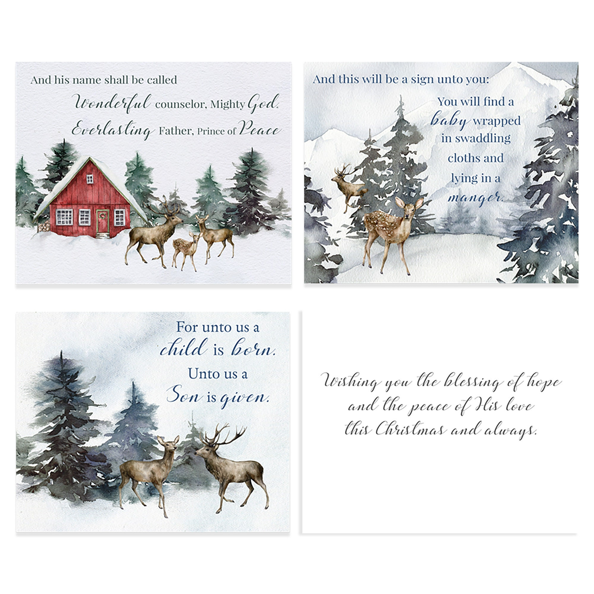 Religious Christmas Cards, Watercolor, Bible Verses, Variety Pack inside Bible Verses For Christmas Cards