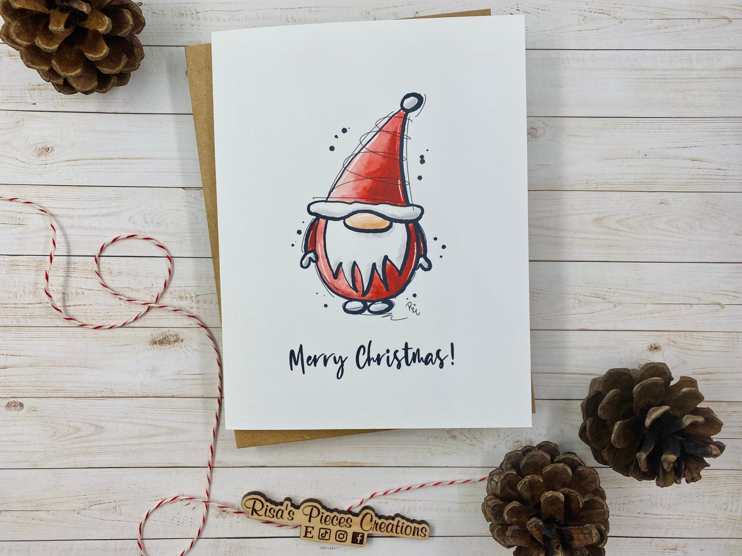 Santa Gnome Card, Watercolor Christmas Card, Christmas Card For intended for Christmas Cards in Watercolor