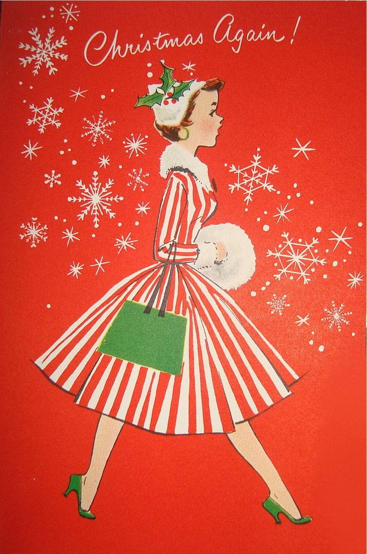 She&amp;#039;S Going Christmas Shopping. | Vintage Christmas Images regarding Purchase Vintage Style Christmas Cards