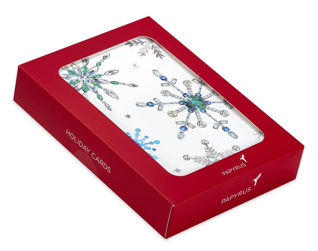 Snowflake Holiday Boxed Cards - Glitter-Free, 14-Count - Papyrus in Papyrus Boxed Christmas Cards