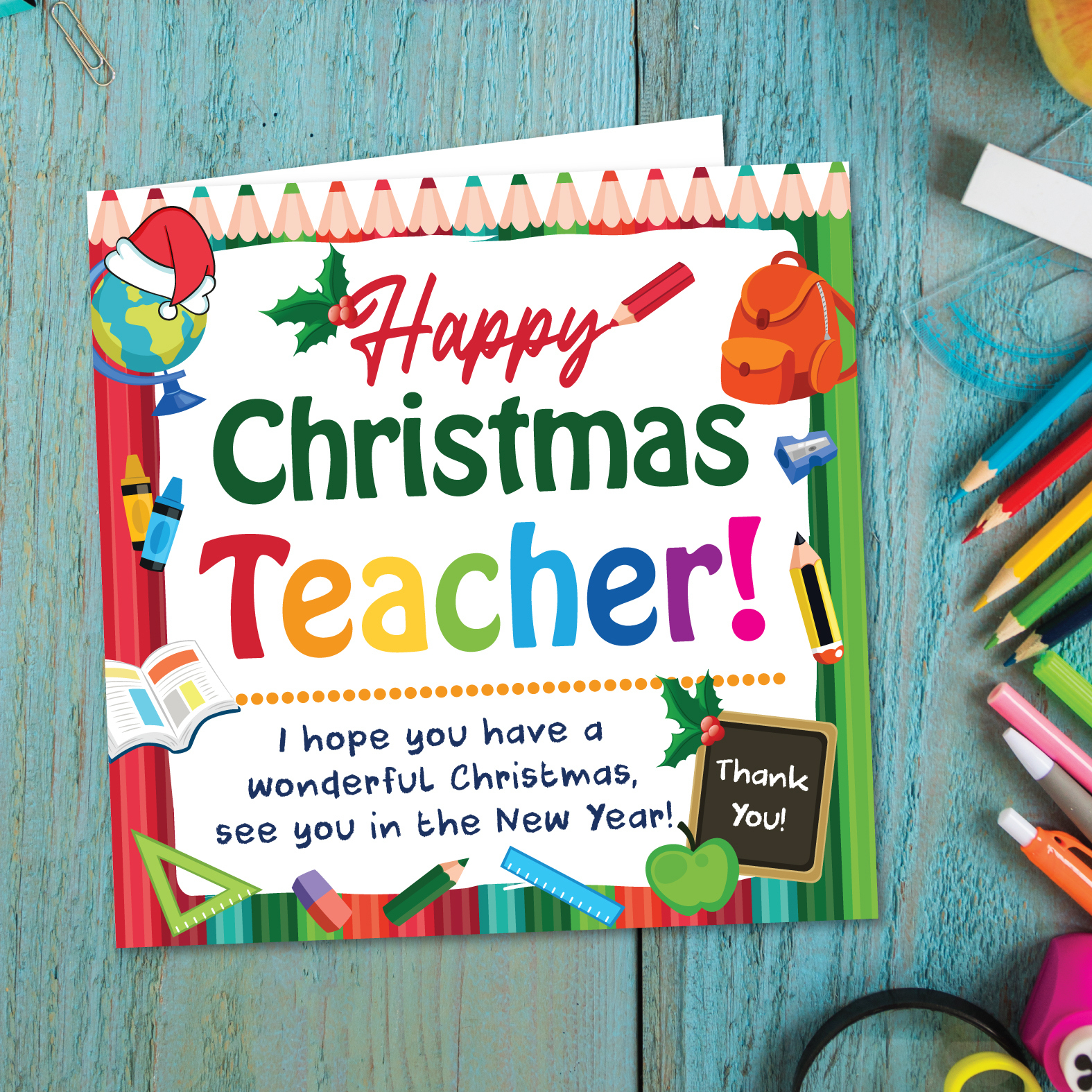 Teacher Christmas Card - The Paperlane regarding Christmas Cards For Teachers