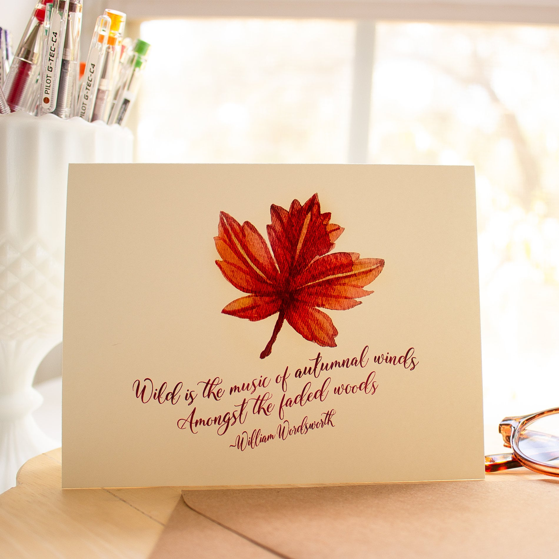 Thanksgiving Card Fall Foliage Note Cards Autumn Greeting Card Set with Thanksgiving Note Cards