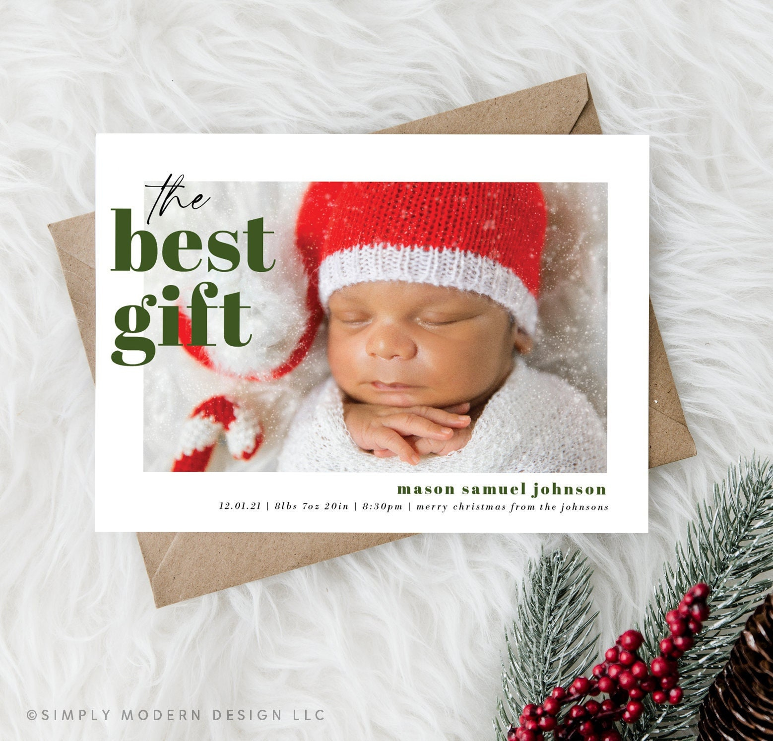 The Best Gift Birth Announcement Christmas Card, Holiday Birth regarding Christmas Cards Birth Announcement