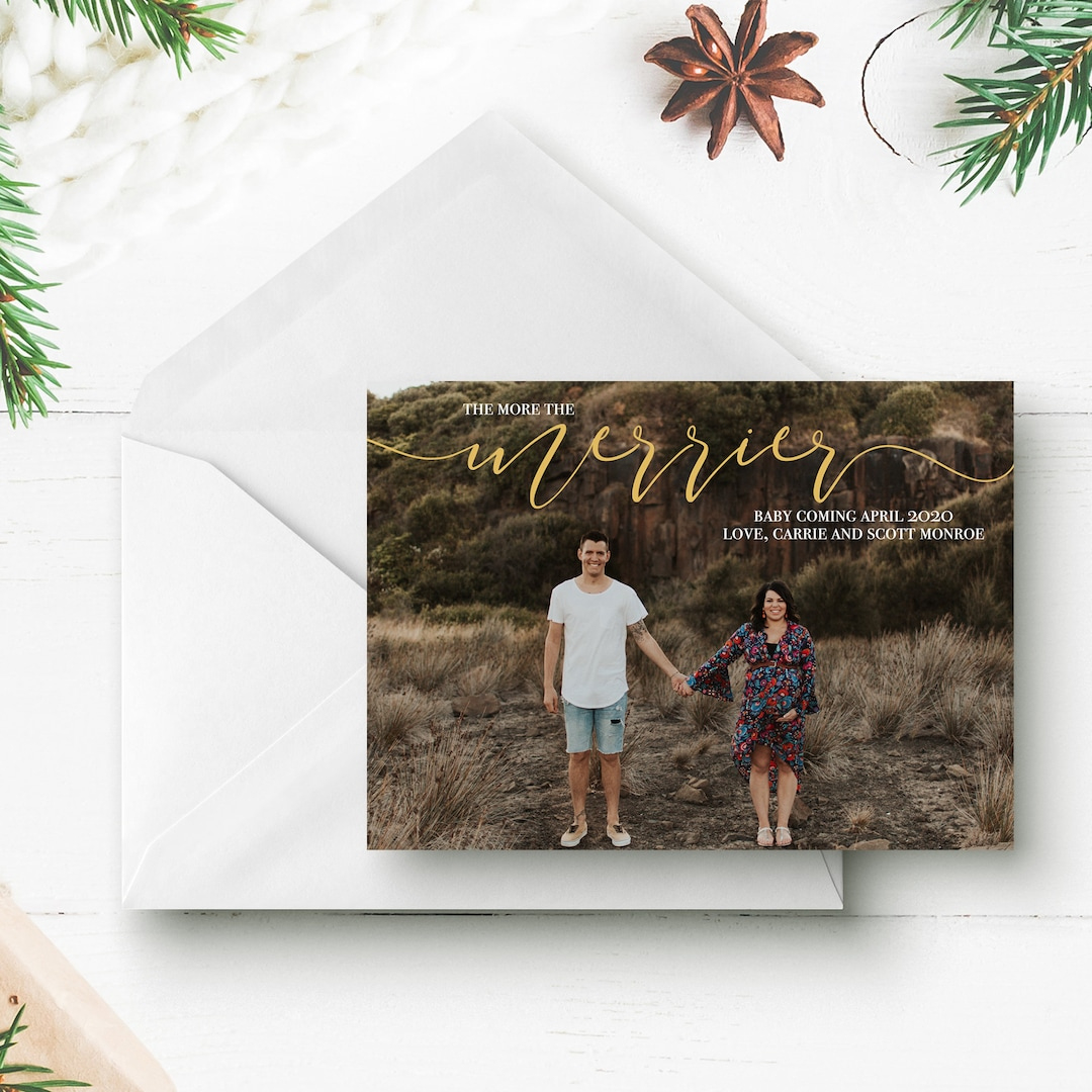 The More The Merrier Baby Announcement Christmas Card - Etsy regarding The More the Merrier Christmas Cards