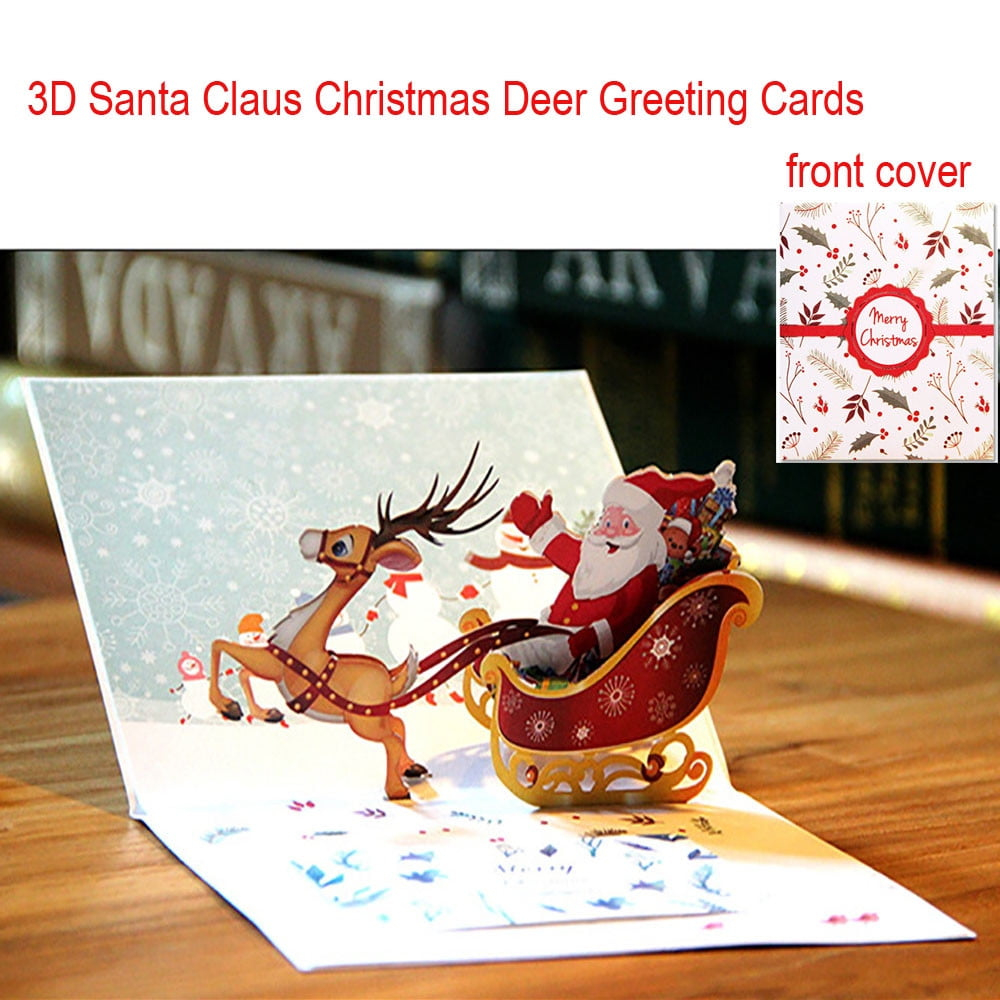 Vanlofe Cheap Christmas Decoration Supplies Home Decor 3D Music Up Card Santa Claus Christmas Deer Holiday Merry Christmas Greeting Cards inside Cheap Christmas Cards Photo