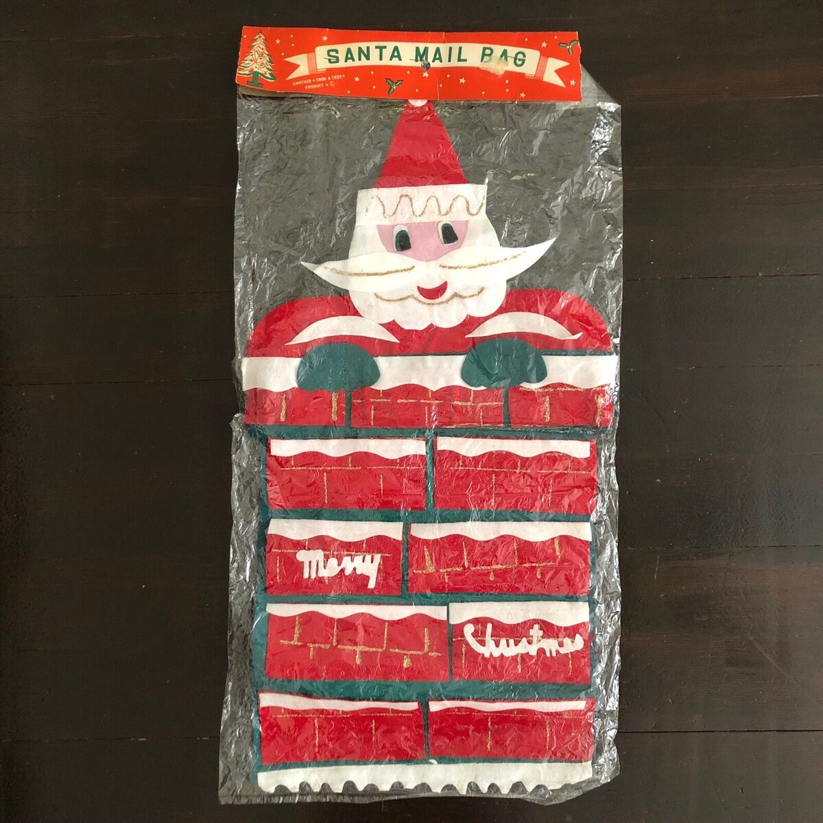 Vtg 1960S Santa Felt Christmas Card Holder Wall Hanging Kitschy with Antique Christmas Felt Cards Holder