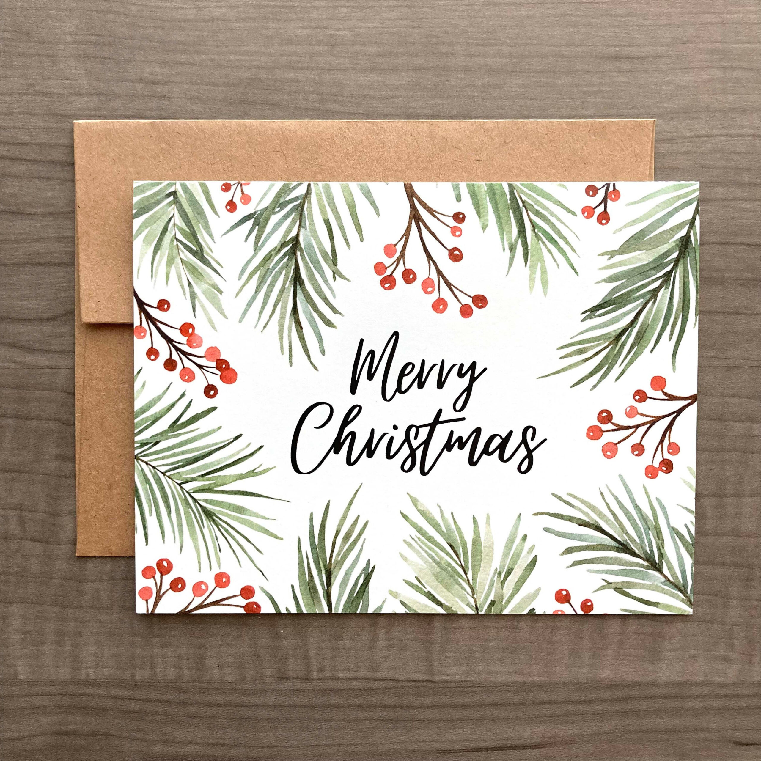 Watercolor Christmas Cards, Pine Tree Christmas Card, Handmade inside Christmas Cards Christmas Cards