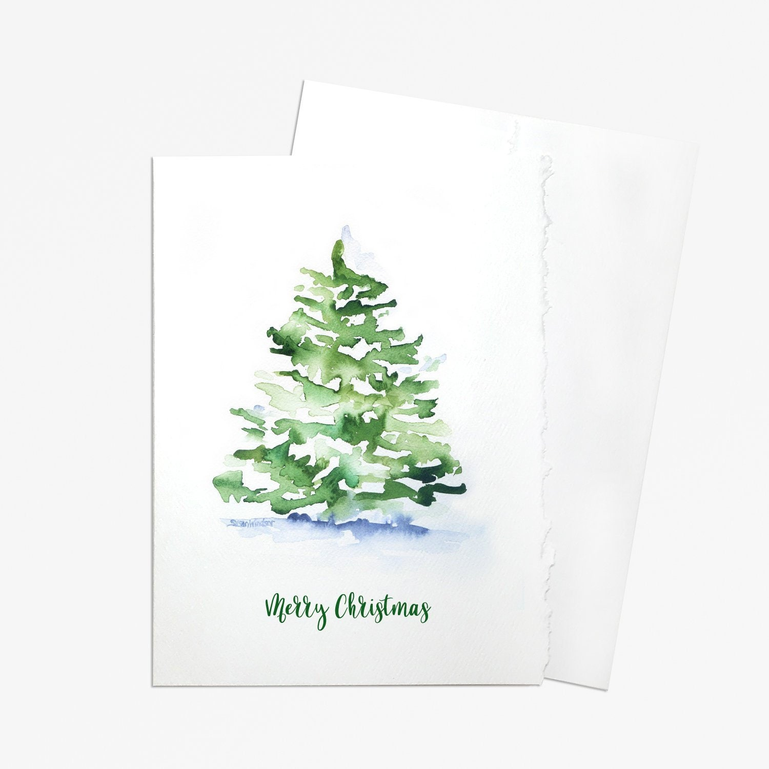 Watercolor Christmas Tree - Set Of 10 Christmas Cards with regard to Water Color Christmas Cards