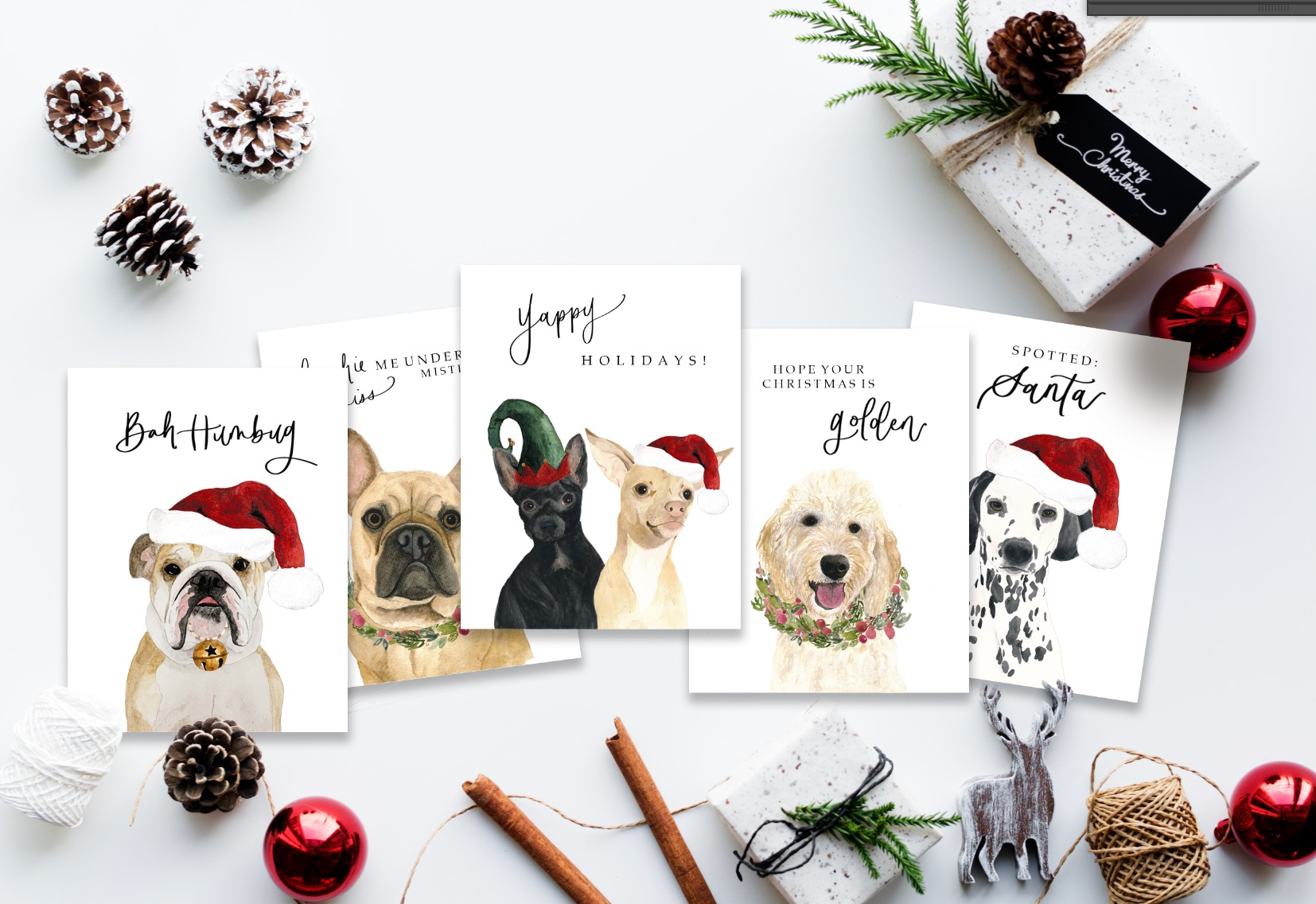 Watercolor Dog Christmas Cards - Two Peas Paper Co. pertaining to Christmas Cards With Dog