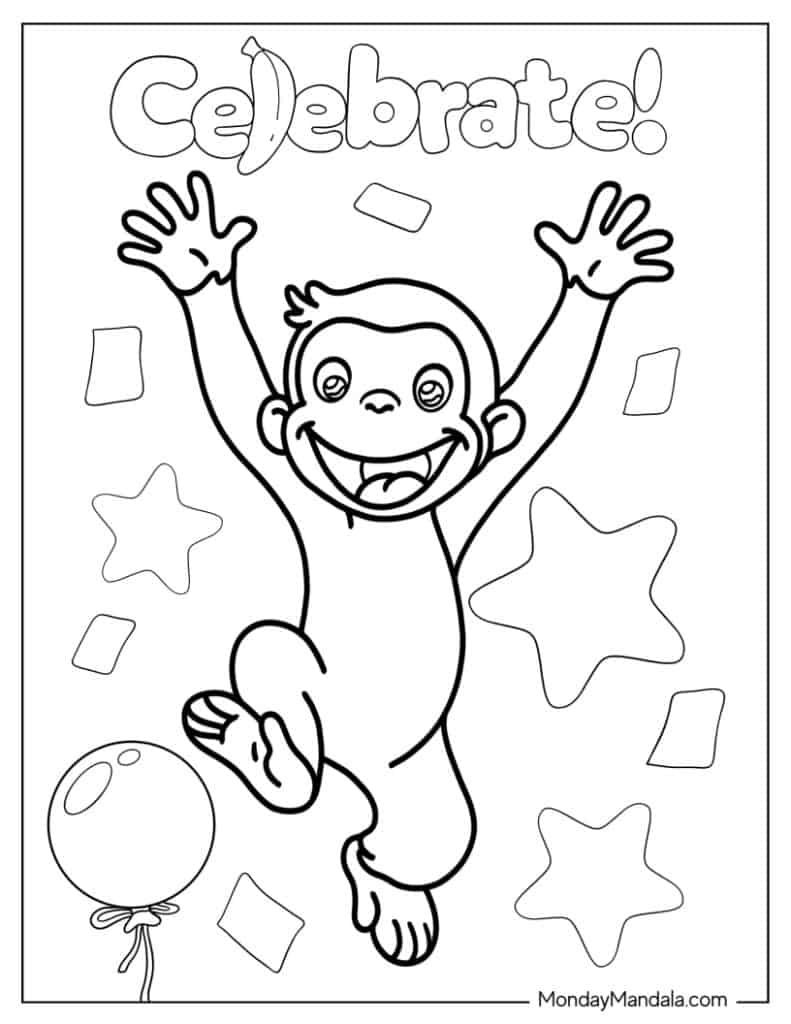 18 Curious George Coloring Pages (Free Pdf Printables) for Curious George Father Day Card Printable