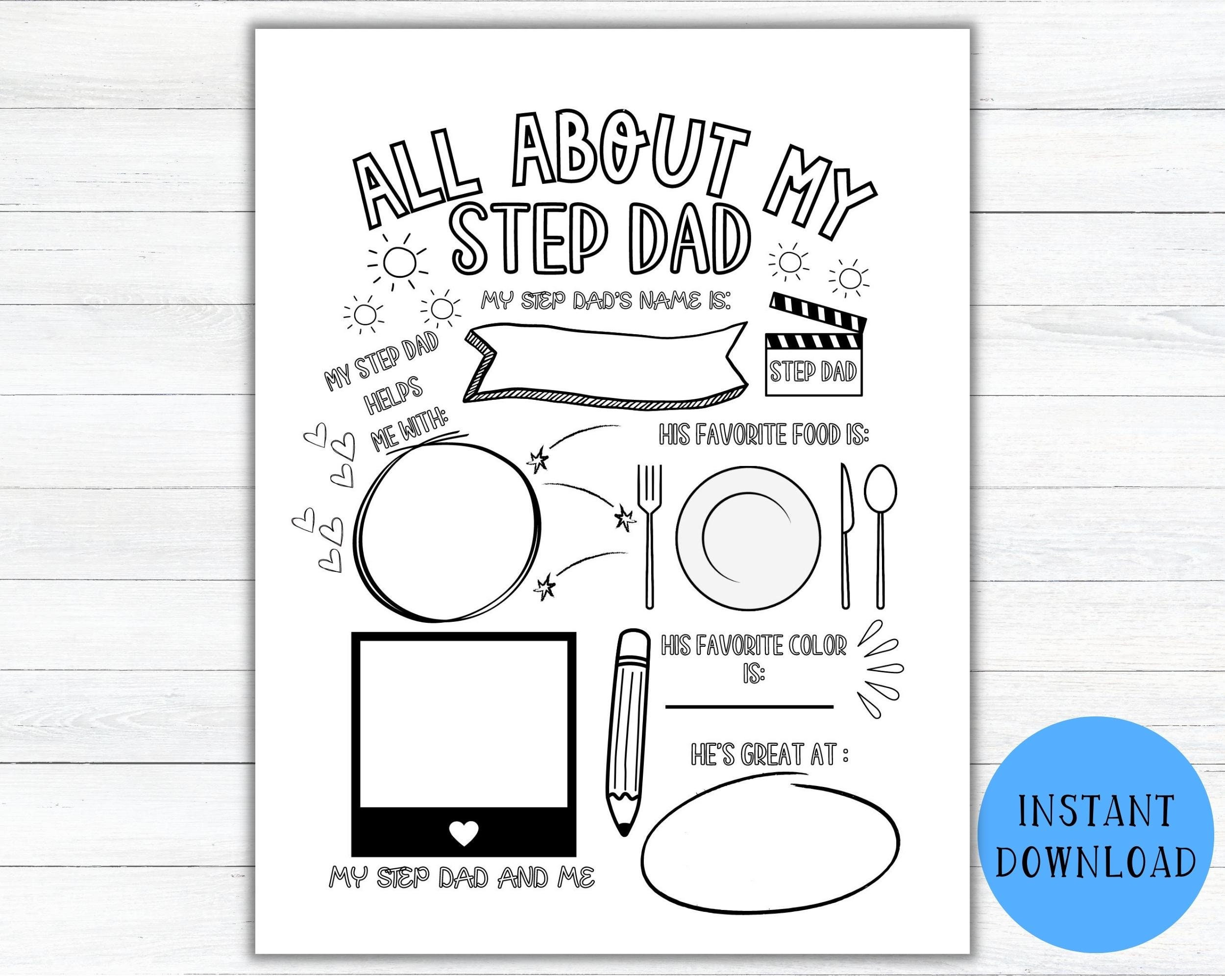 All About My Step Dad Printable Fill In The Blank | Father&amp;#039;S Day pertaining to Printable Father&amp;amp;#039;s Day Cards For Stepdads
