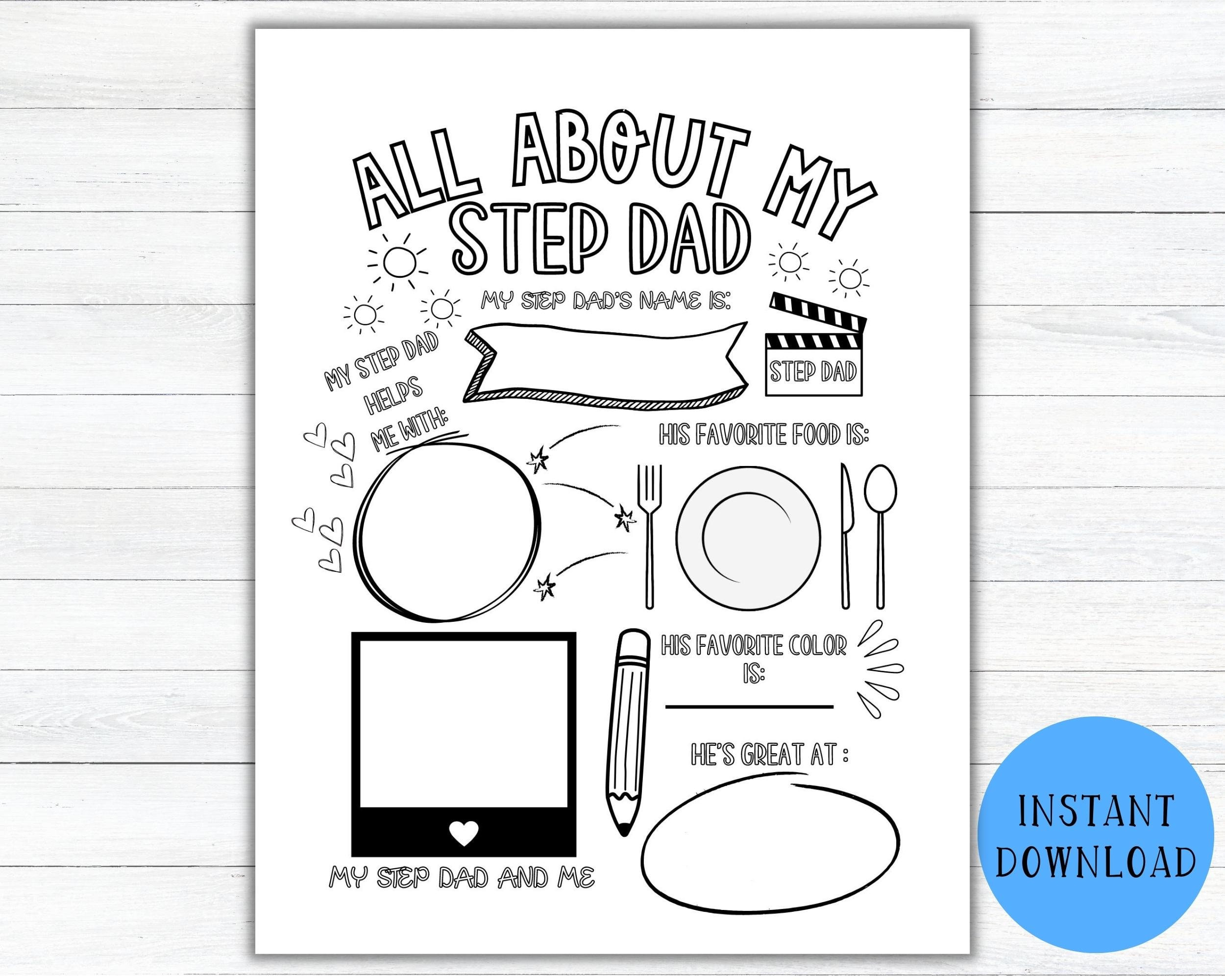 All About My Step Dad Printable Fill In The Blank | Father&amp;#039;S Day throughout Printable Father&amp;amp;#039;s Day Card For Stepdad