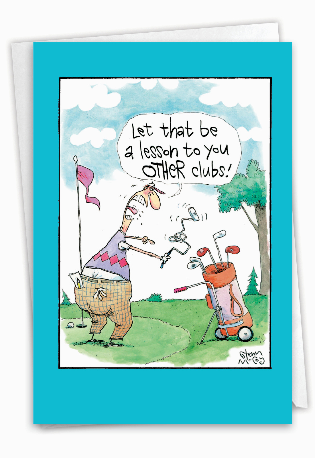 Angry Golfer: Humor Birthday Father Greeting Card For Men within Father&amp;#039;S Day Golf Card Printable