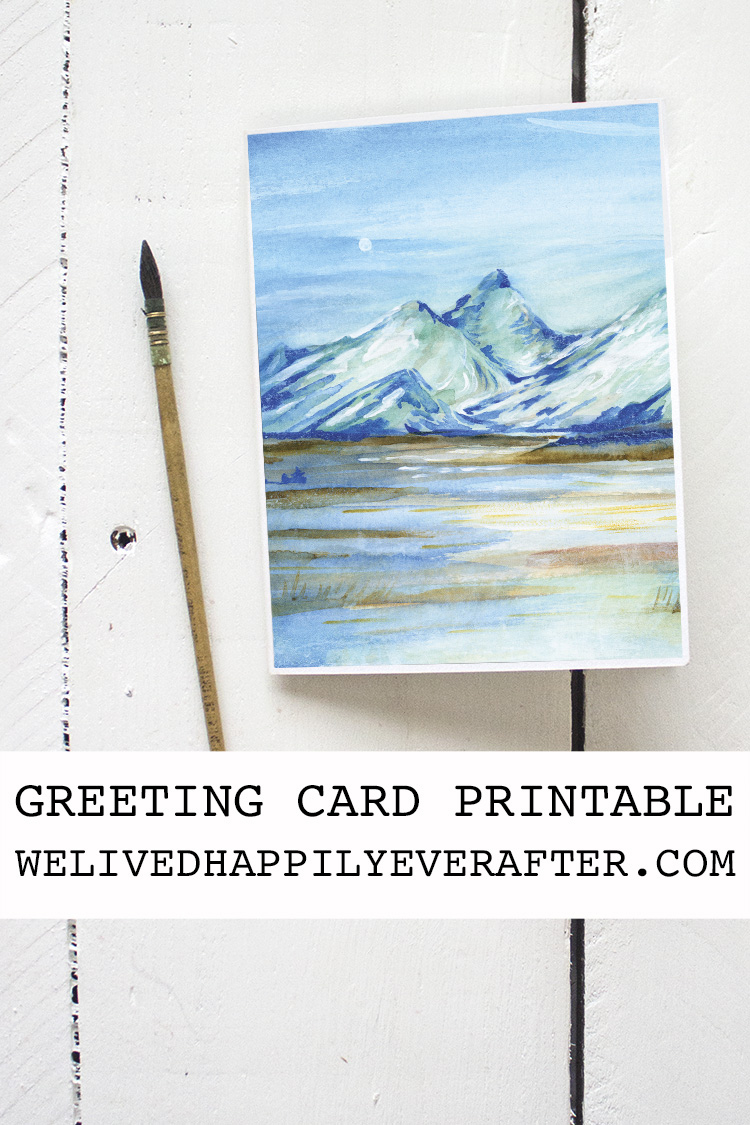 Blue Winter Watercolor Painting – Greeting Card Printable | We regarding Blue Mountain Printable Easter Cards