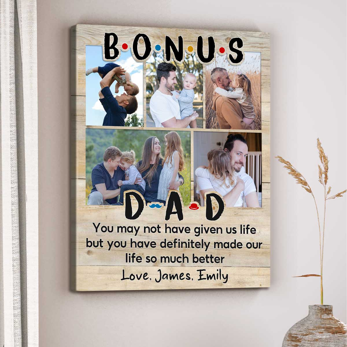 Bonus Dad Gift For Father&amp;#039;S Day, Custom Bonus Dad Collage Print throughout Custom Printable Father&amp;#039;S Day Card