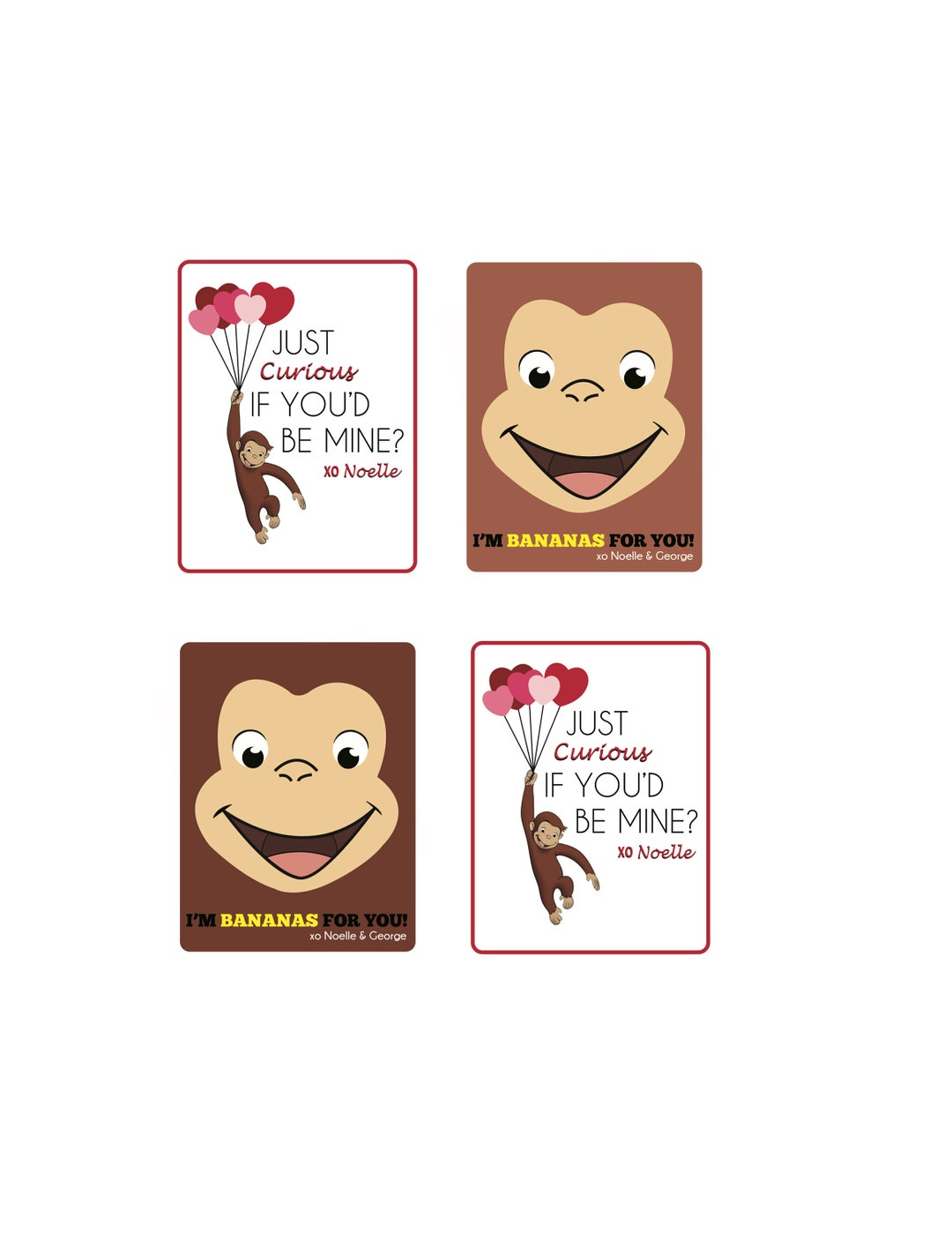 Curious George Valentine&amp;#039;S Day Card Printable - Etsy intended for Curious George Father Day Card Printable