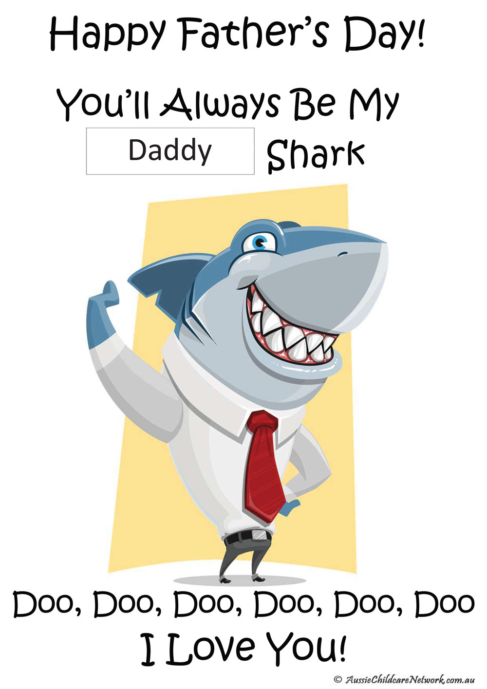 Daddy Shark Father&amp;#039;S Day - Aussie Childcare Network regarding Daddy Shark Father&amp;#039;S Day Card Printable